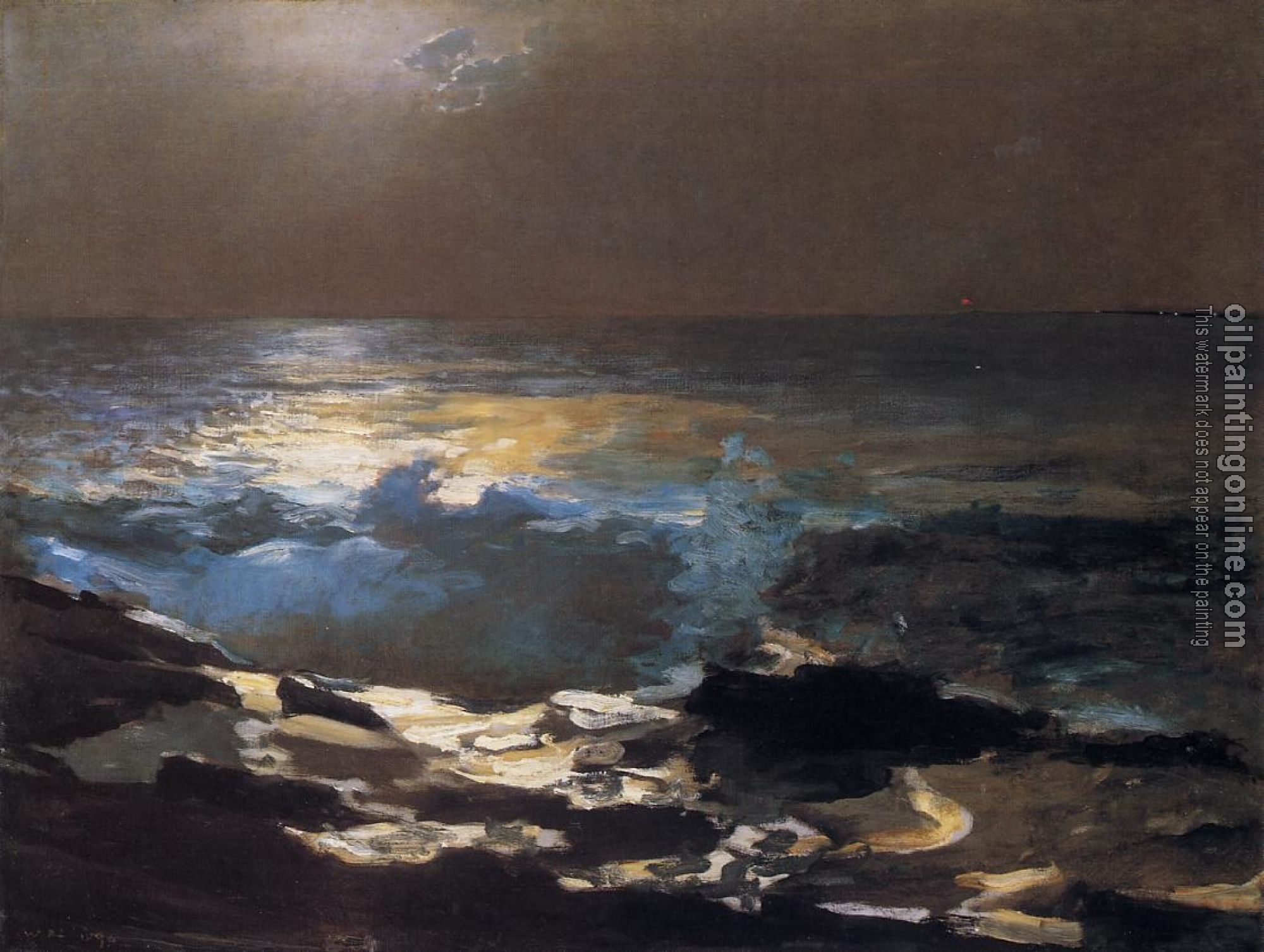 Homer, Winslow - Moonlight, Wood Island Light